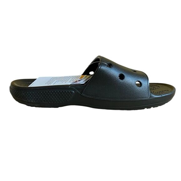 NWT Crocs Classic Slide Sandals in Black Size Men 8 Women 10 with Crocs Charms - Picture 7 of 14